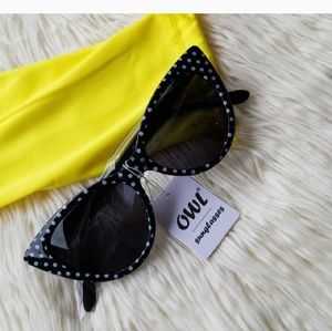 Black and white polka dot Cateye sunglasses